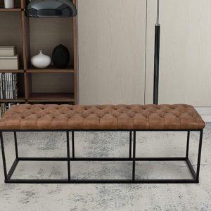 HomePop Faux Leather Button Tufted Decorative Bench